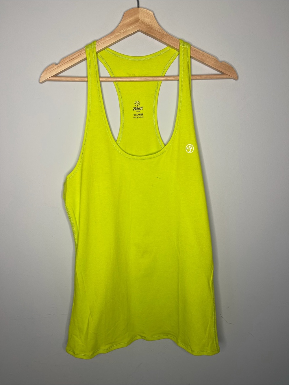 Joy instructor Zumba Fitness Neon green Racerback Tank Top xxl 2xl NEw